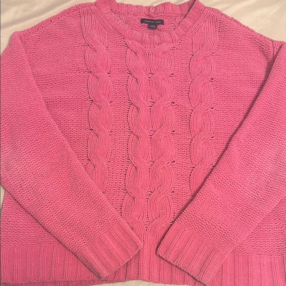 American Eagle Outfitters Pink Cable Knit Sweater